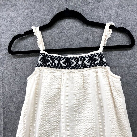 Lefties Girls Size 9-10 Cotton Cami Dress Ivory White Embroidered Boho Textured - Picture 3 of 8